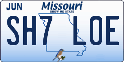 MO license plate SH7L0E