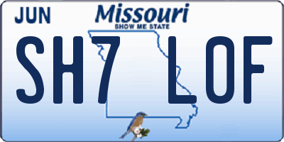 MO license plate SH7L0F