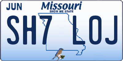 MO license plate SH7L0J