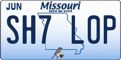 MO license plate SH7L0P