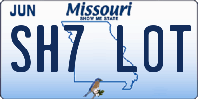 MO license plate SH7L0T