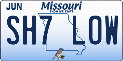 MO license plate SH7L0W