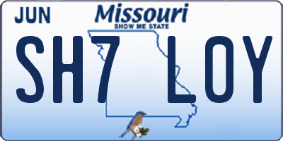 MO license plate SH7L0Y