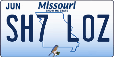 MO license plate SH7L0Z