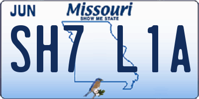 MO license plate SH7L1A
