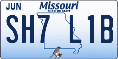 MO license plate SH7L1B