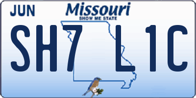 MO license plate SH7L1C
