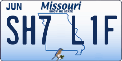 MO license plate SH7L1F