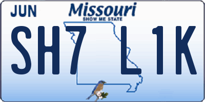 MO license plate SH7L1K