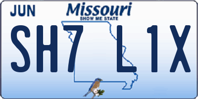 MO license plate SH7L1X