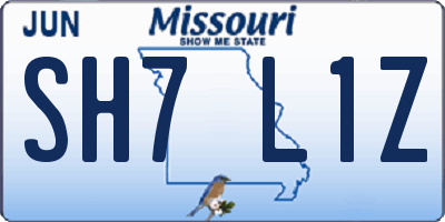 MO license plate SH7L1Z
