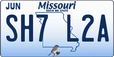MO license plate SH7L2A