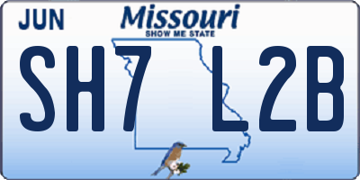 MO license plate SH7L2B