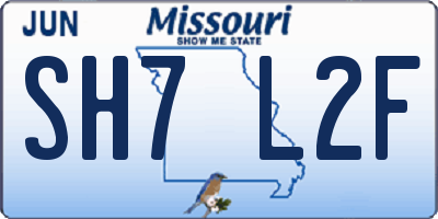 MO license plate SH7L2F