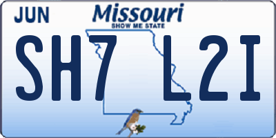 MO license plate SH7L2I