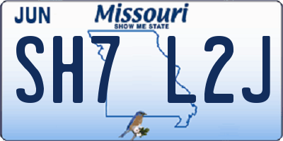 MO license plate SH7L2J
