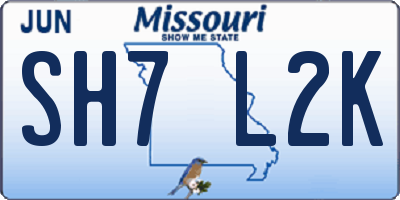MO license plate SH7L2K
