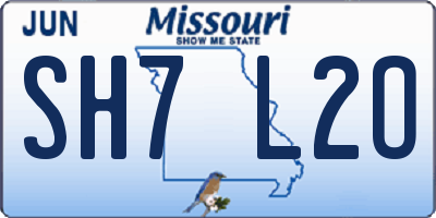 MO license plate SH7L2O