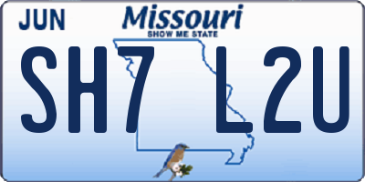 MO license plate SH7L2U