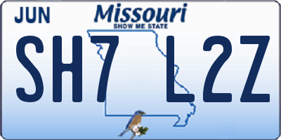 MO license plate SH7L2Z
