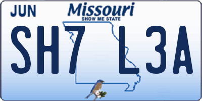 MO license plate SH7L3A