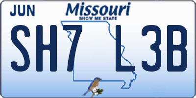 MO license plate SH7L3B
