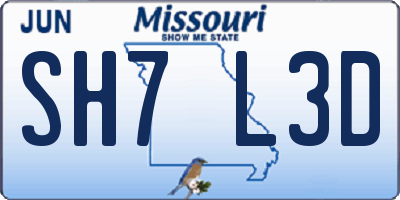 MO license plate SH7L3D