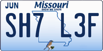 MO license plate SH7L3F