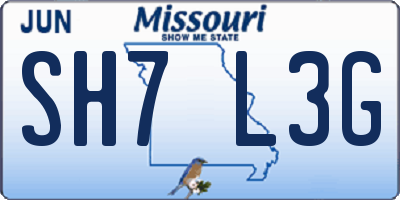 MO license plate SH7L3G