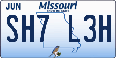 MO license plate SH7L3H