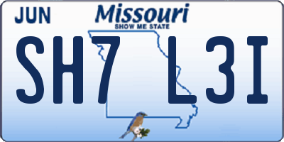 MO license plate SH7L3I