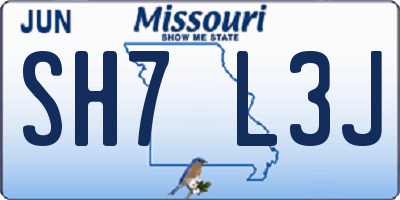 MO license plate SH7L3J