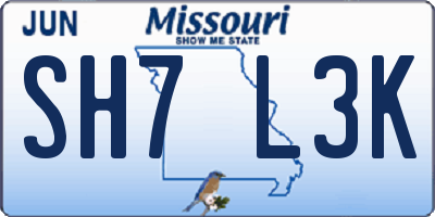 MO license plate SH7L3K