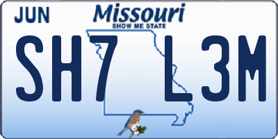 MO license plate SH7L3M