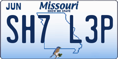 MO license plate SH7L3P