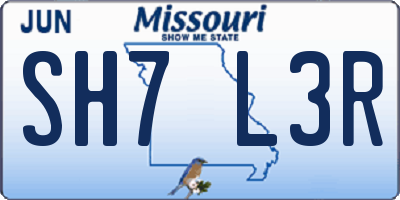 MO license plate SH7L3R