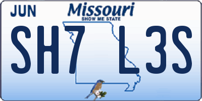 MO license plate SH7L3S