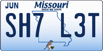 MO license plate SH7L3T
