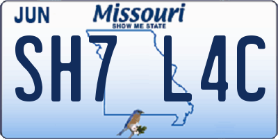 MO license plate SH7L4C