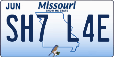 MO license plate SH7L4E