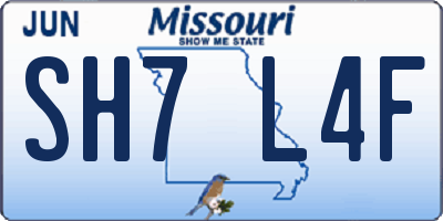 MO license plate SH7L4F