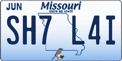 MO license plate SH7L4I