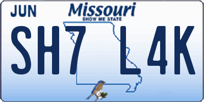 MO license plate SH7L4K