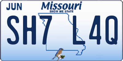 MO license plate SH7L4Q