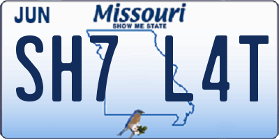 MO license plate SH7L4T