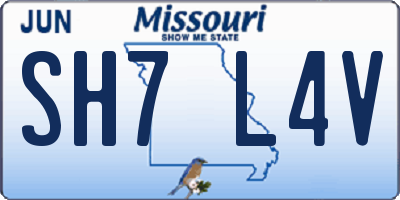 MO license plate SH7L4V