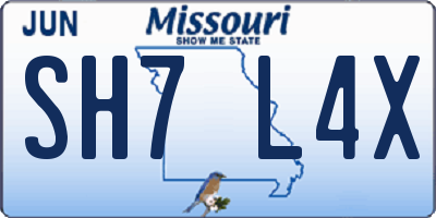 MO license plate SH7L4X