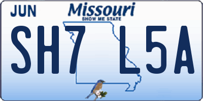 MO license plate SH7L5A