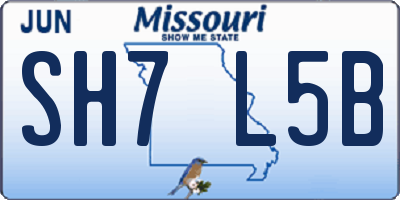 MO license plate SH7L5B
