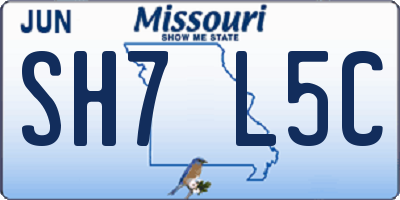 MO license plate SH7L5C